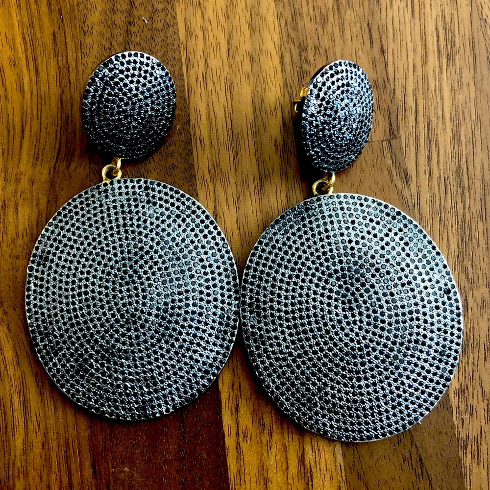 NWOT Double Circle Pave Dangle Earrings